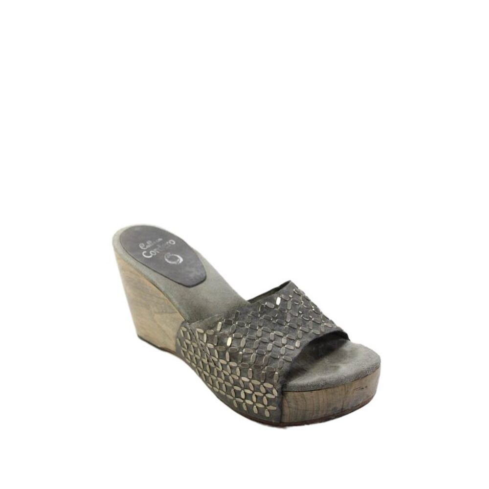 Callen Cordero Womens Suede Slip-On Wedge Sandals Gray Size 7
